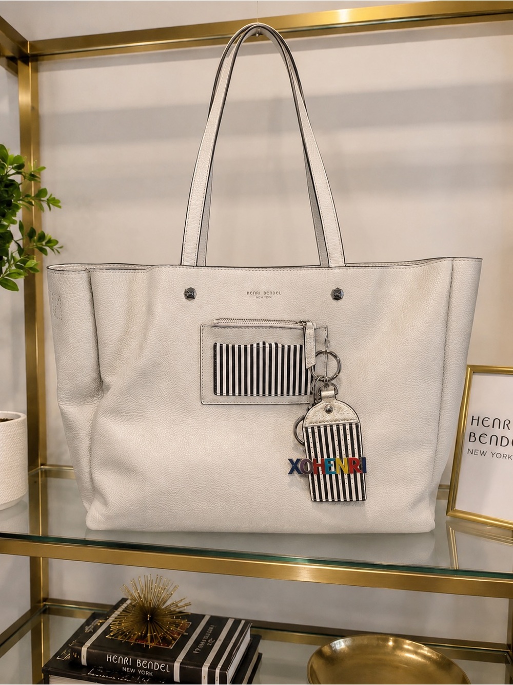 Henri Bendel ‘The Influencer’ Tote w/ Bag Charms and Pin